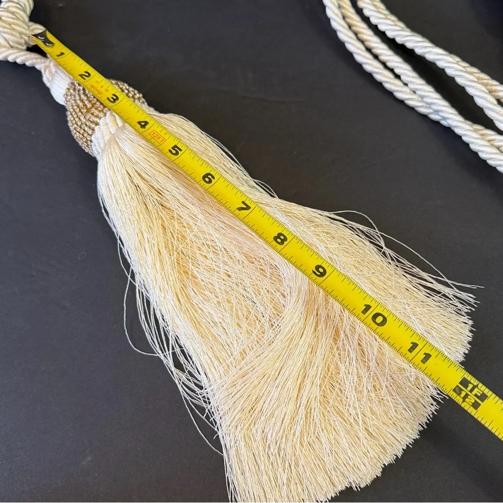 Cream Tassel Curtain Tie Backs Bling Glam Holdback Tie Rope Home Window Chair 2x